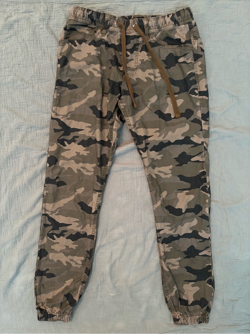 Express Men's Olive & Black Camo Joggers Pants Drawstring Waist XS